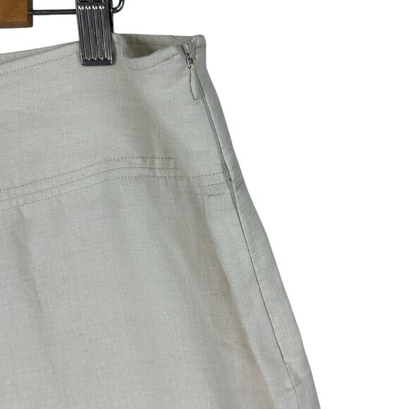 Whitewash Linen Trouser Pants Womens 8 Cream Ivory Wide Leg Embroidered Floral - Picture 4 of 7